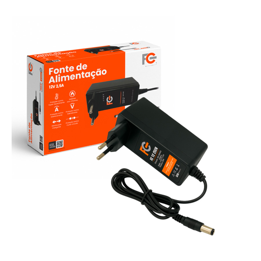 FONTE ELETRÔNICA 12V 2.5A - TIPO ADAPTADOR (P/ ONU/ONT) - Imagem 3