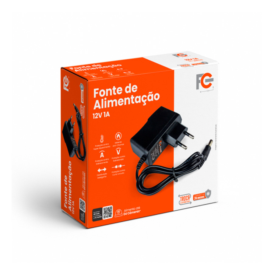 FONTE ELETRÔNICA ADAPTADORA 12V/1A BIVOLT (PARA ONU/ONT) - Imagem 2