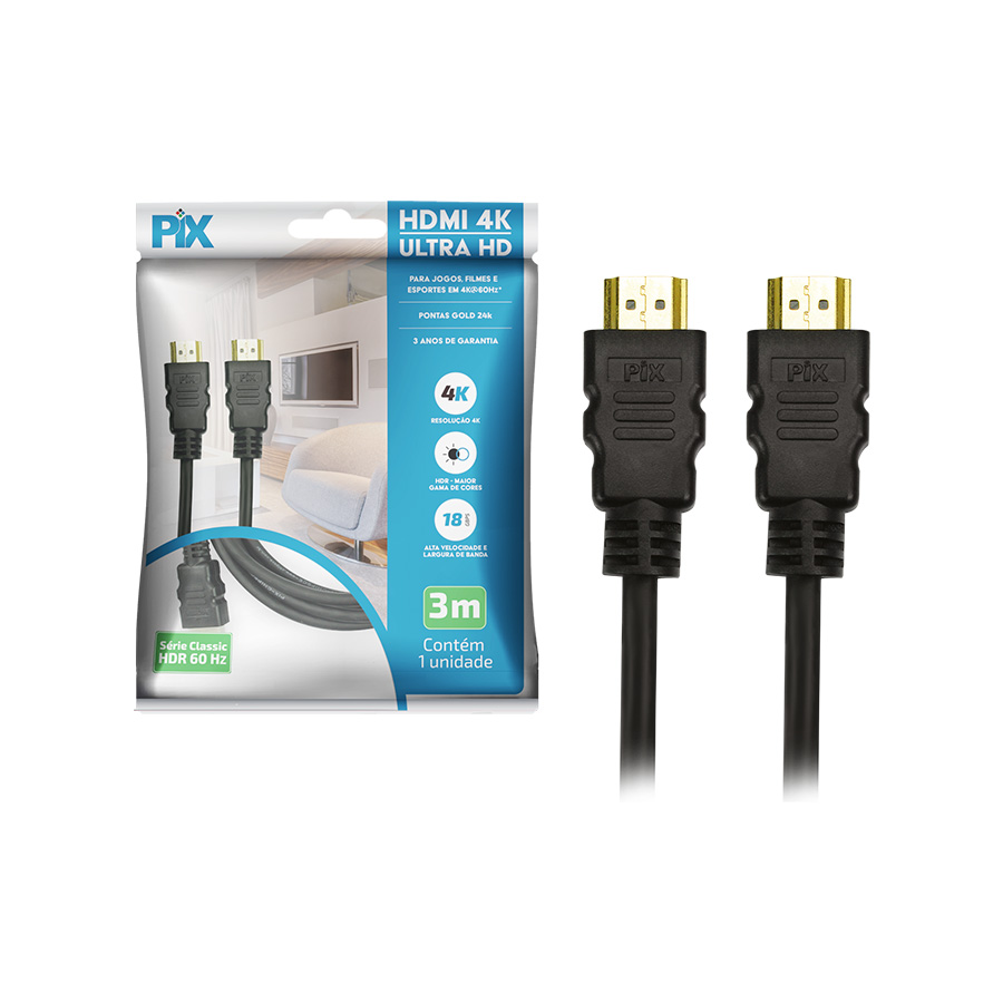 CABO HDMI 2.0 HDR 4K 19 PINOS 30AWG - 3 METROS - Imagem 3