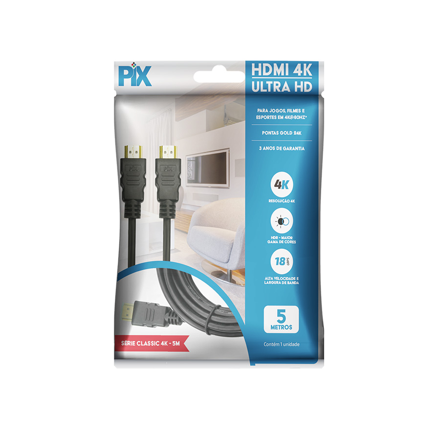 CABO HDMI 2.0 HDR 4K 19 PINOS 30AWG - 5 METROS - Imagem 2