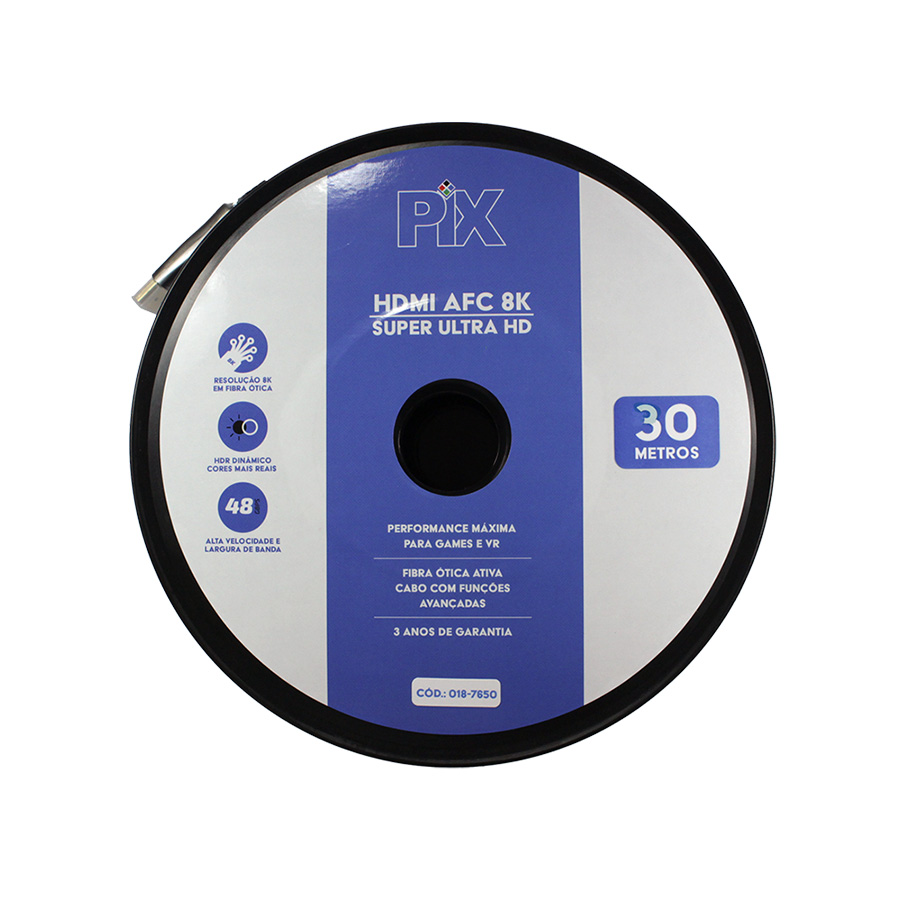CABO HDMI 2.1 HDR 8K 19 PINOS 32AWG (FIBRA OPTICA ATIVA) - 30 METROS - Imagem 3