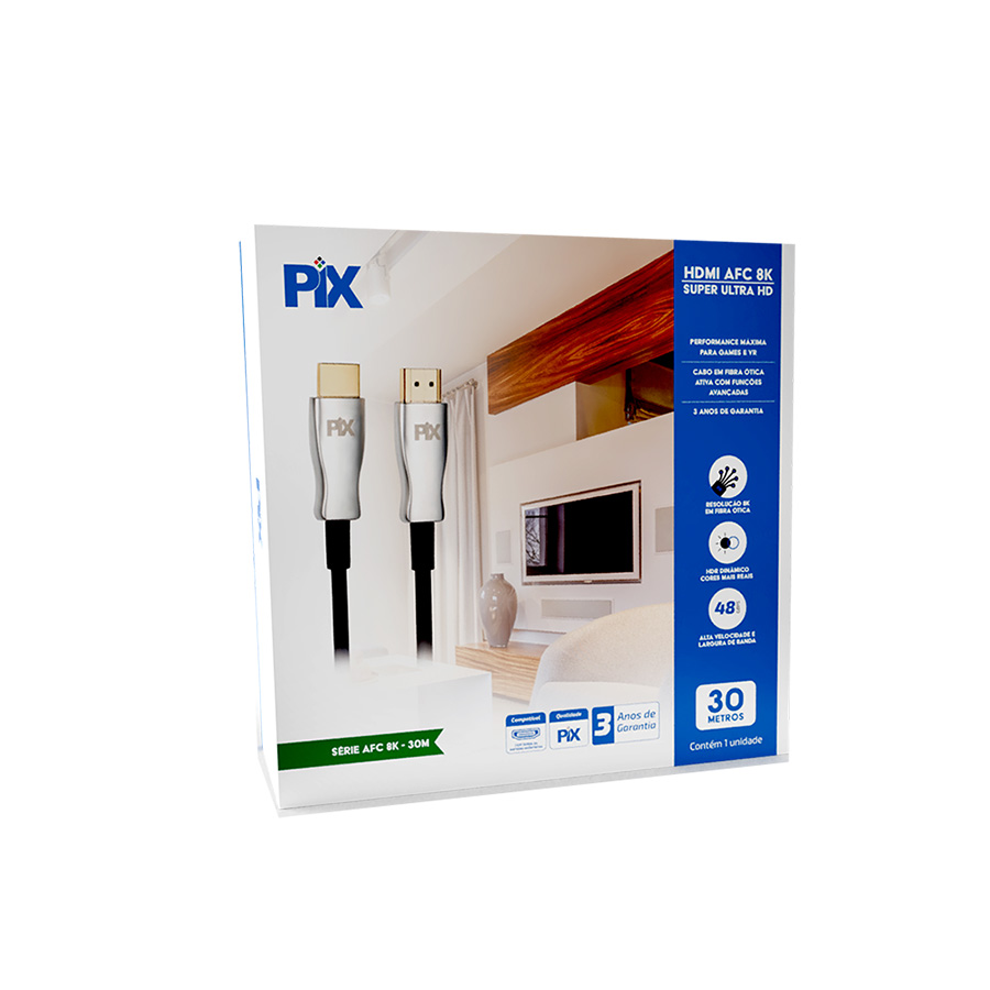 CABO HDMI 2.1 HDR 8K 19 PINOS 32AWG (FIBRA OPTICA ATIVA) - 30 METROS - Imagem 2